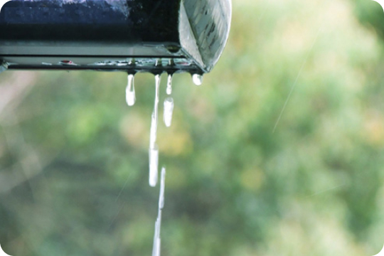 雨樋から雨水が垂れてくる